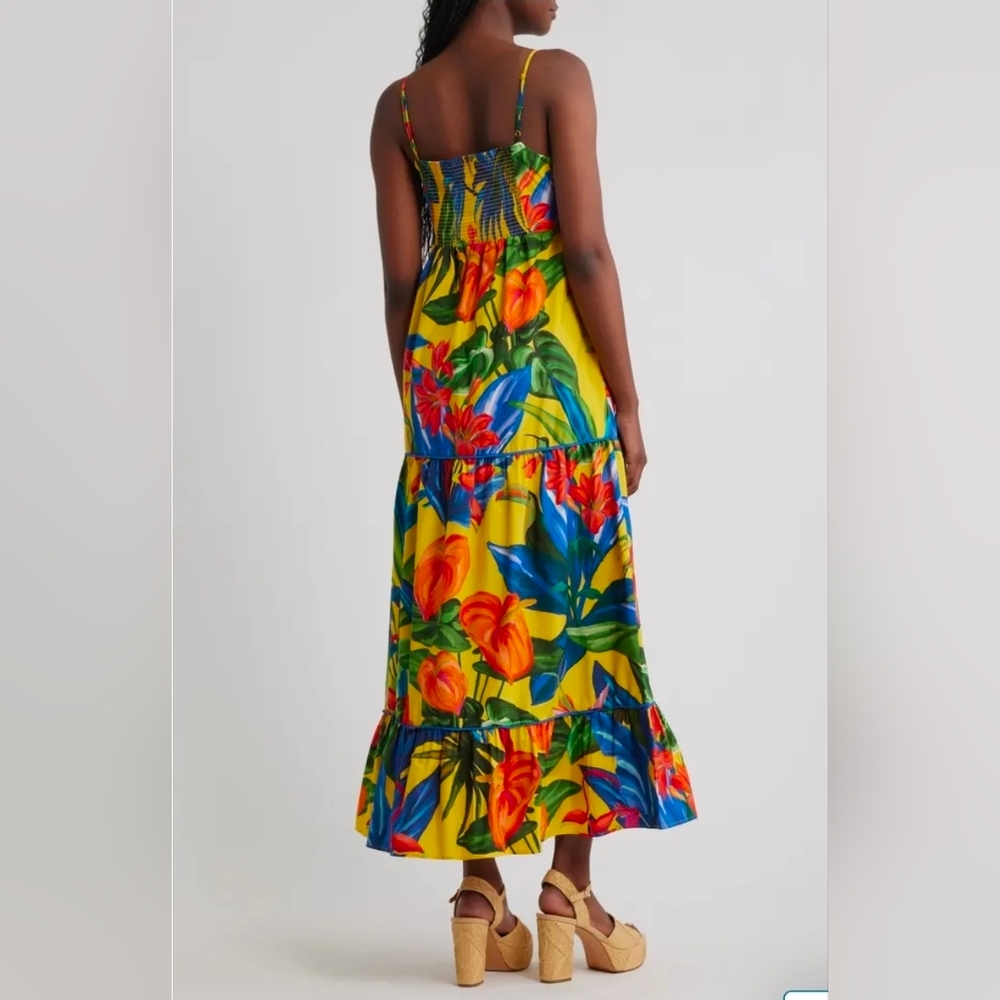 Farm Rio Bright Nature Maxi Sundress small Tropical Floral $210 NWT - Picture 8 of 15